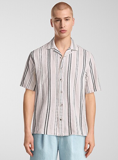 Folk stripe camp shirt