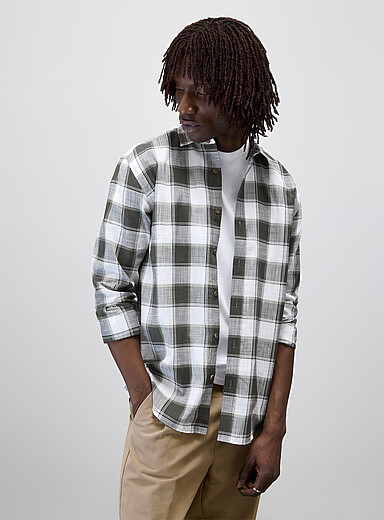Le 31: La chemise carreaux fen&ecirc;tre <b>Coupe confort</b> Vert pour homme