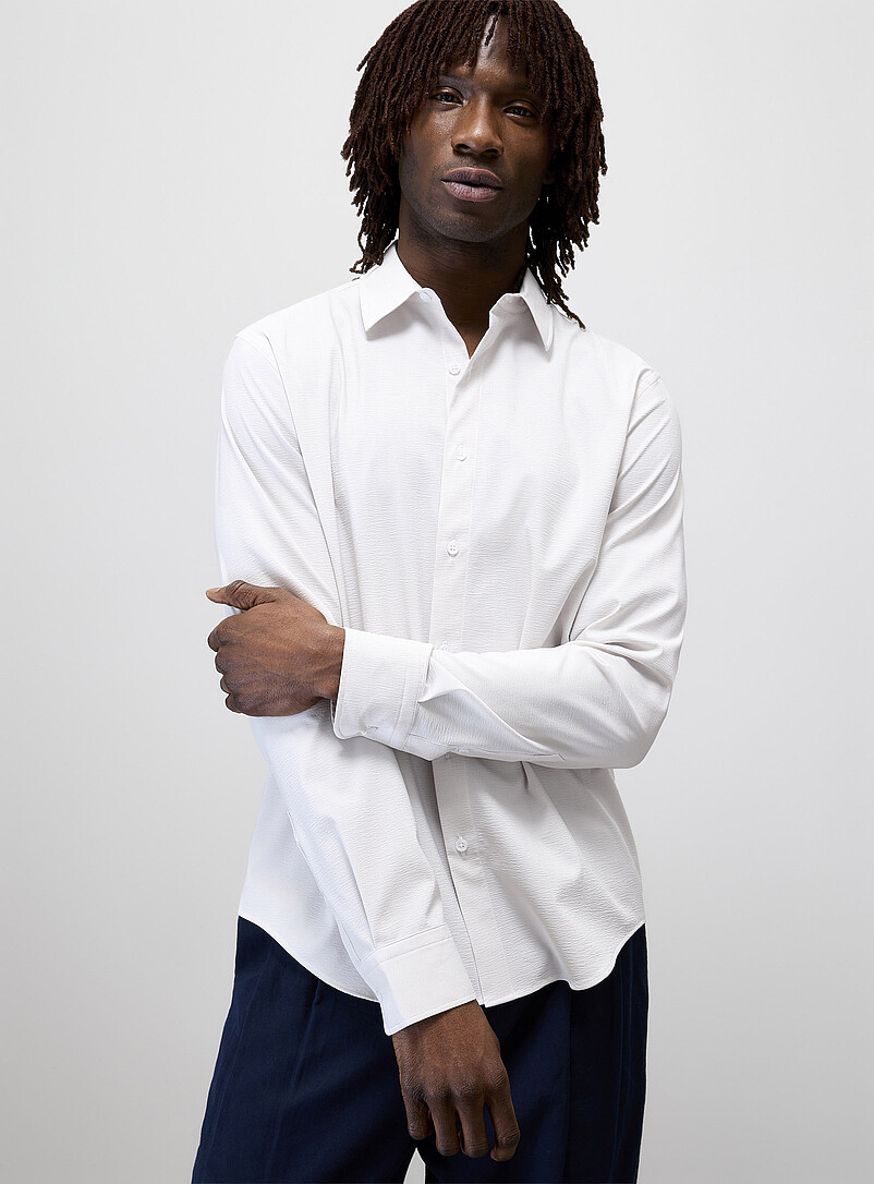 Le 31: La chemise seersucker rayures aiguilles <b>Coupe moderne</b> Menthe pour homme