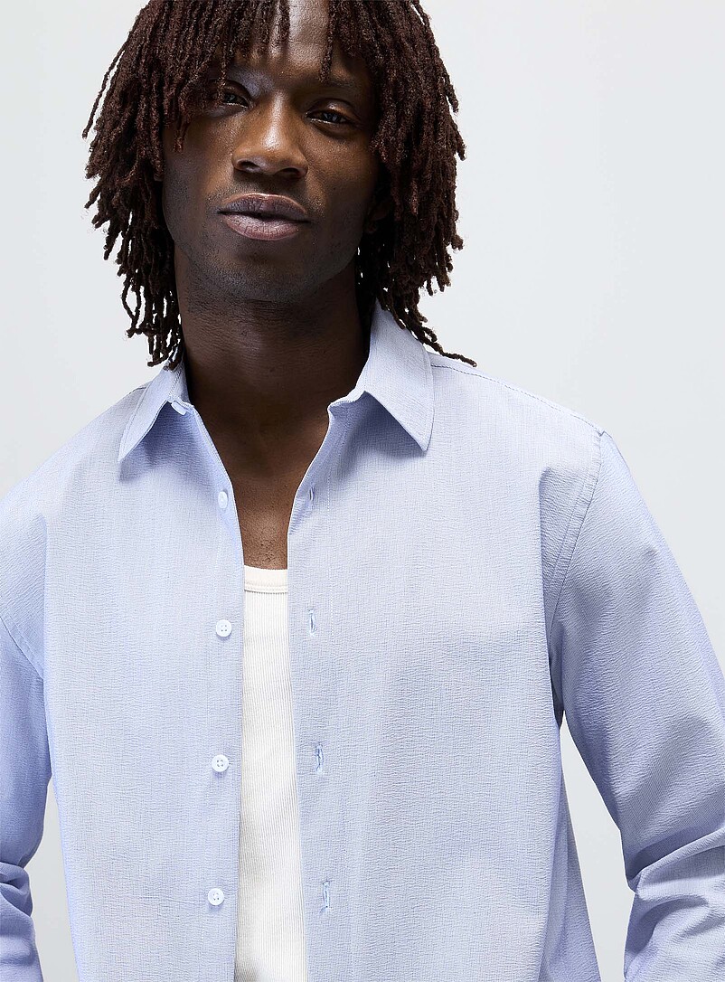 Le 31: La chemise seersucker rayures aiguilles <b>Coupe moderne</b> Menthe pour homme