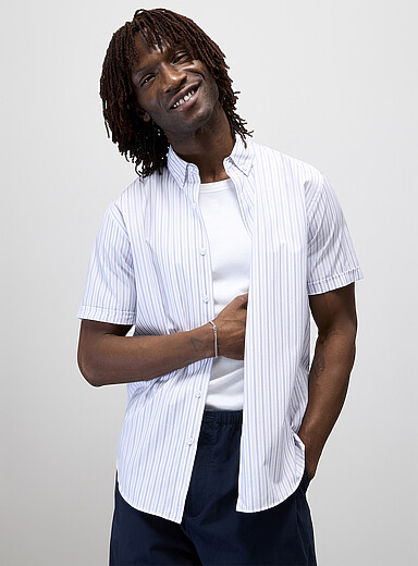 La chemise popeline rayures tiss&eacute;es <b>Coupe moderne</b>