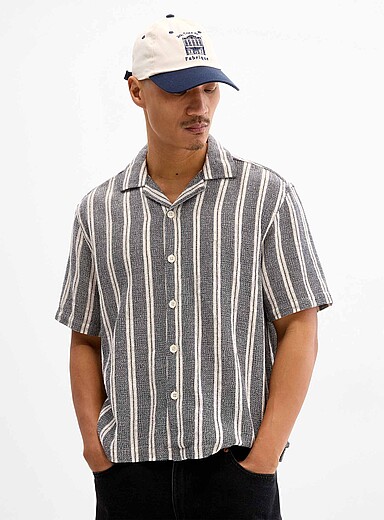 La chemise col ouvert tricot rayure chin&eacute;e <b>Coupe confort</b>
