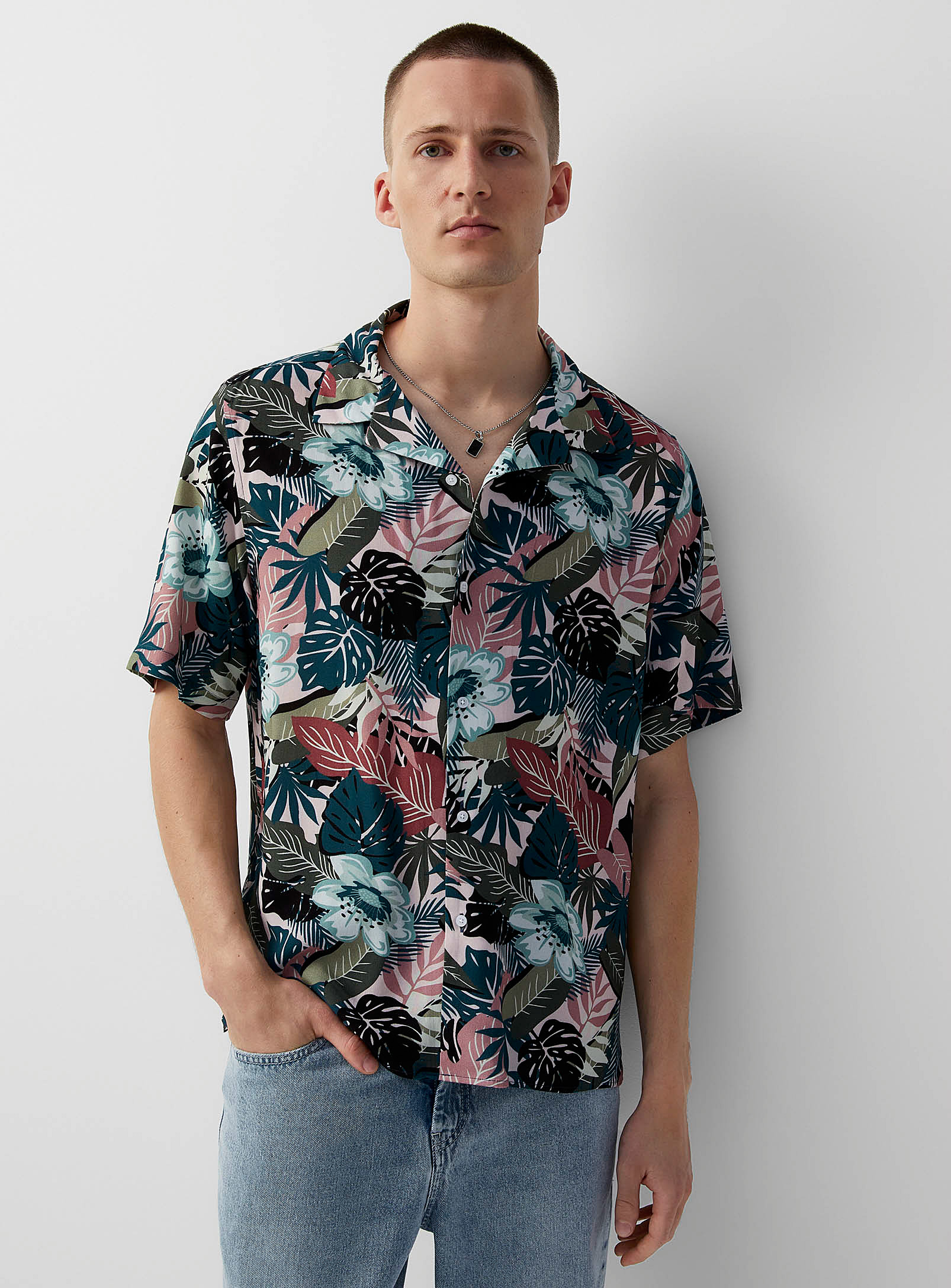 Le 31 - Men's Tropical pastel camp shirt