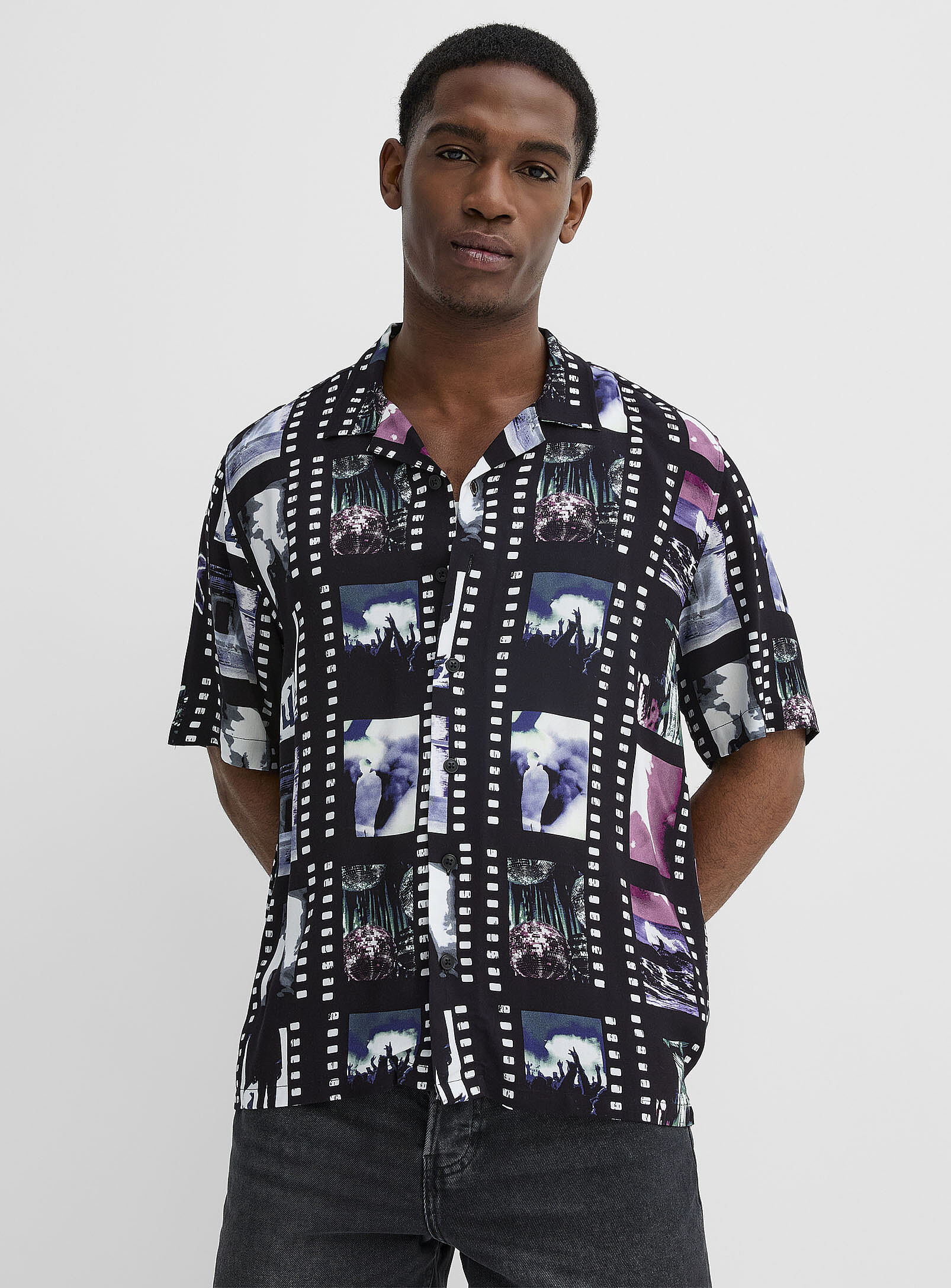 Le 31 - Disco film camp shirt (Men, Black, X-LARGE)