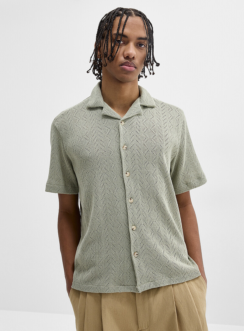 Pointelle knit camp shirt product image (primary)