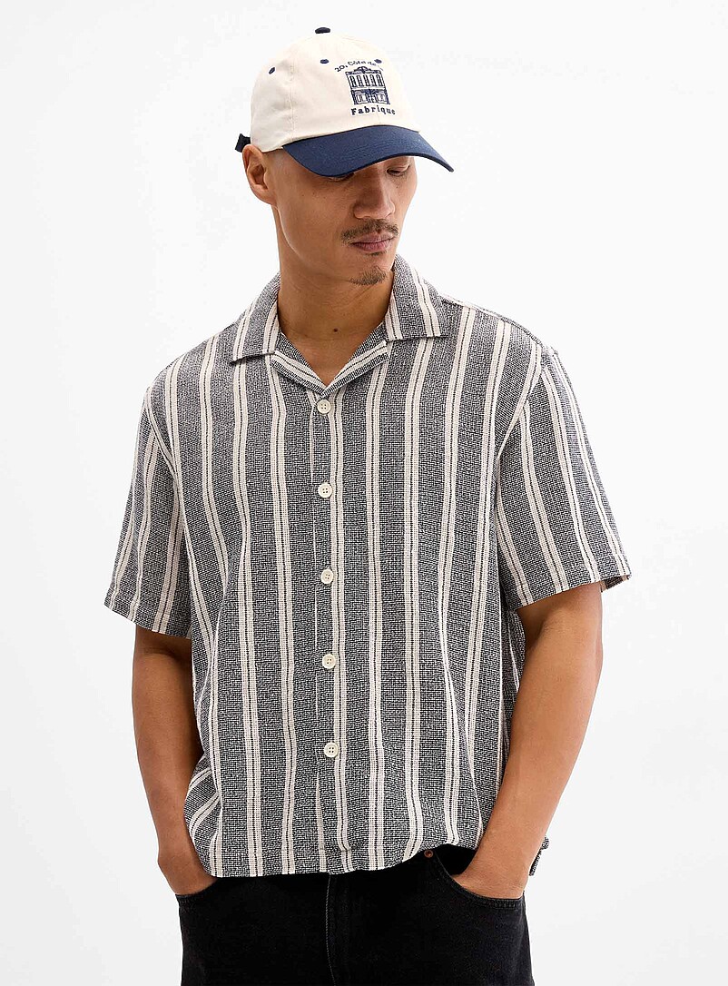 Heather Stripe Knit Camp Shirt Comfort Fit