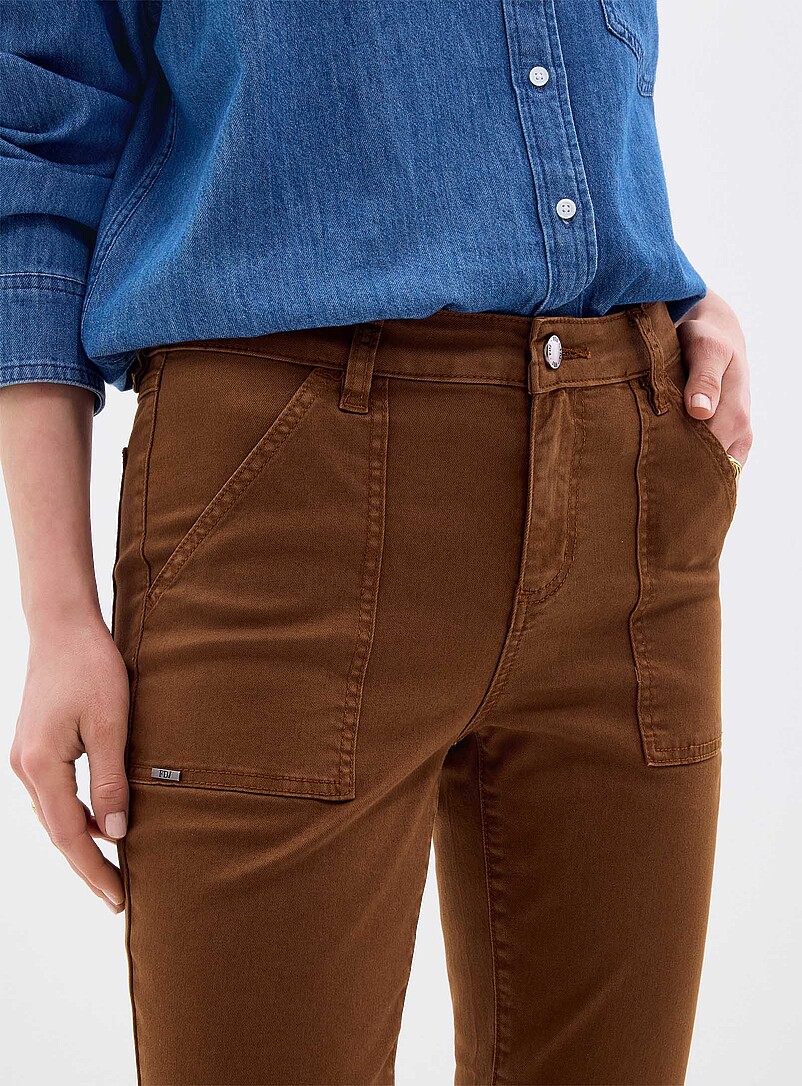 FDJ French Dressing: Le jean tr&egrave;s extensible poches plaqu&eacute;es Olivia <b>Coupe : jambe ajust&eacute;e, taille r&eacute;guli&egrave;re</b> Vert fonc&eacute; - Mousse pour femme