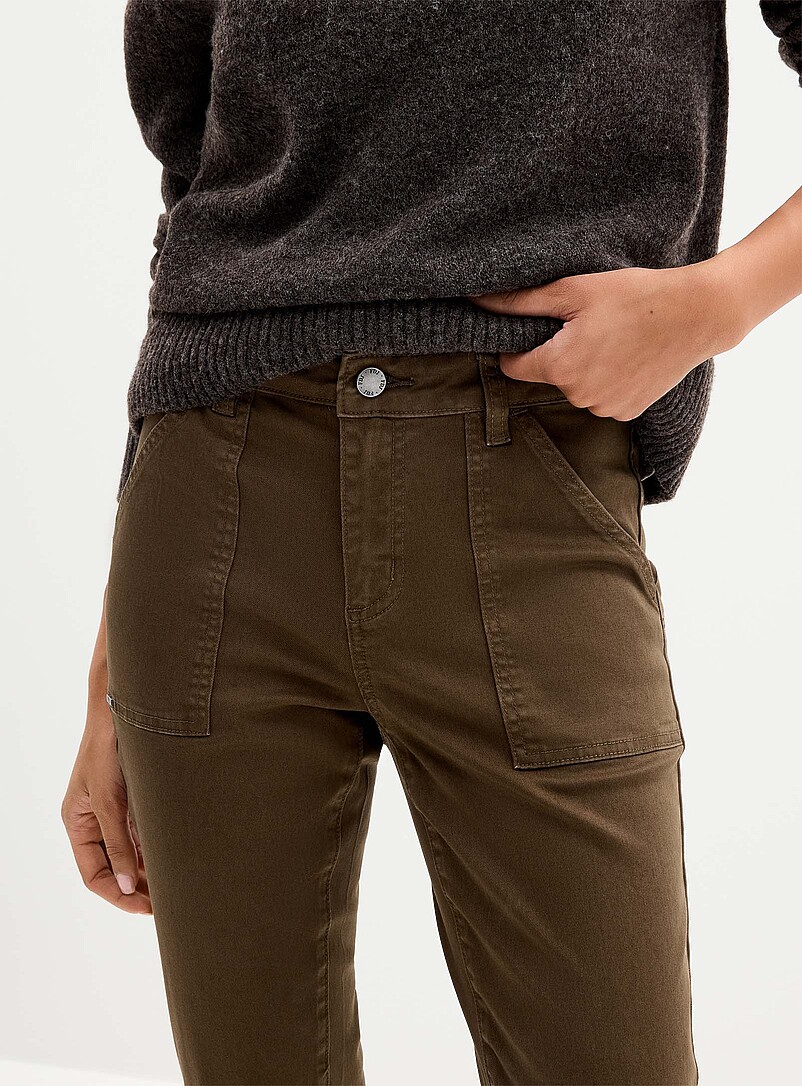 FDJ French Dressing: Le jean tr&egrave;s extensible poches plaqu&eacute;es Olivia <b>Coupe : jambe ajust&eacute;e, taille r&eacute;guli&egrave;re</b> Vert fonc&eacute; - Mousse pour femme