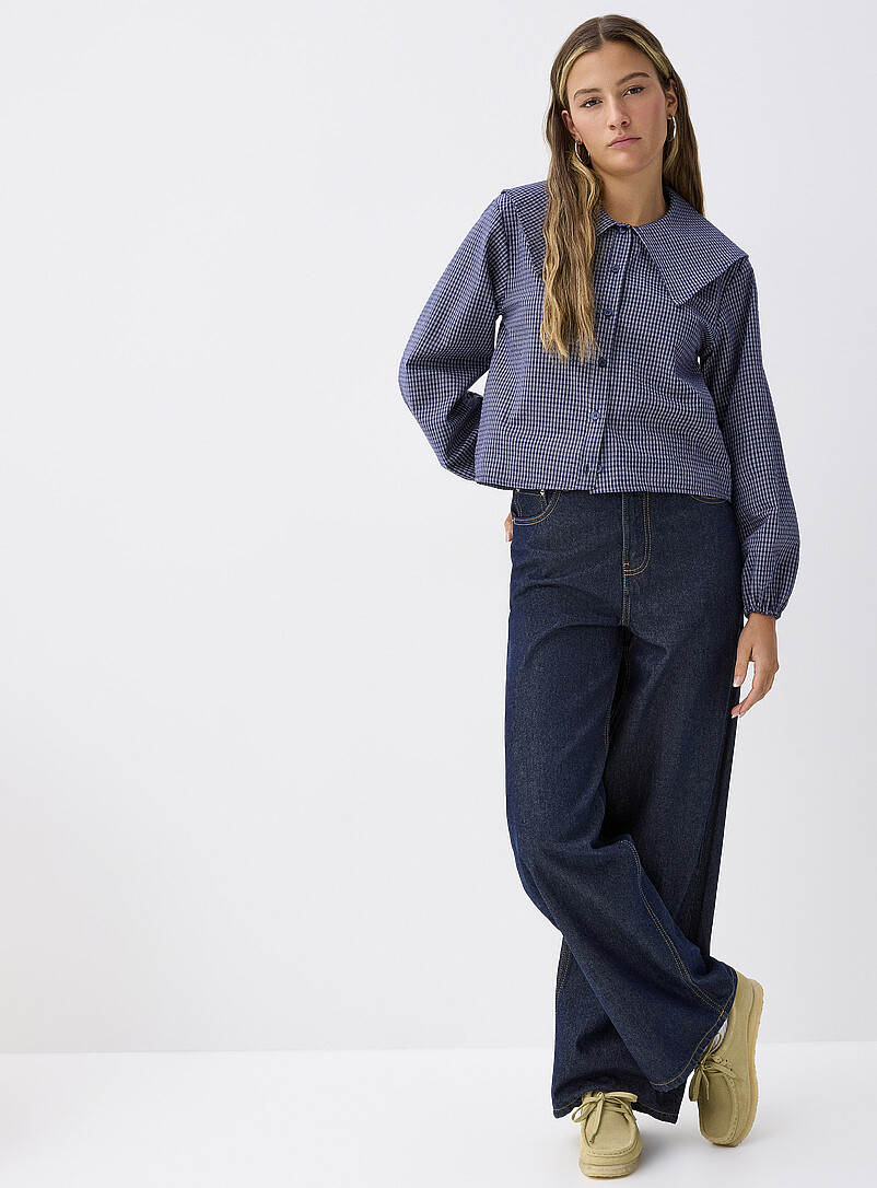 Chemise À Boutons Pour Femmes Chemisier Ample À Carreaux Manches