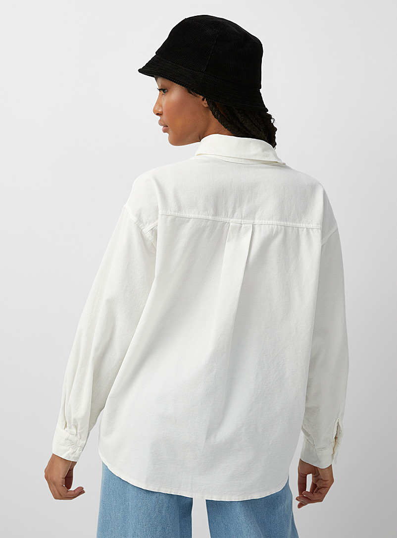 Twik White Micro-corduroy loose shirt for women