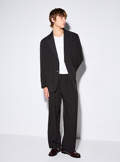 Banker-stripe black pant <b>Imported from Seoul</b>