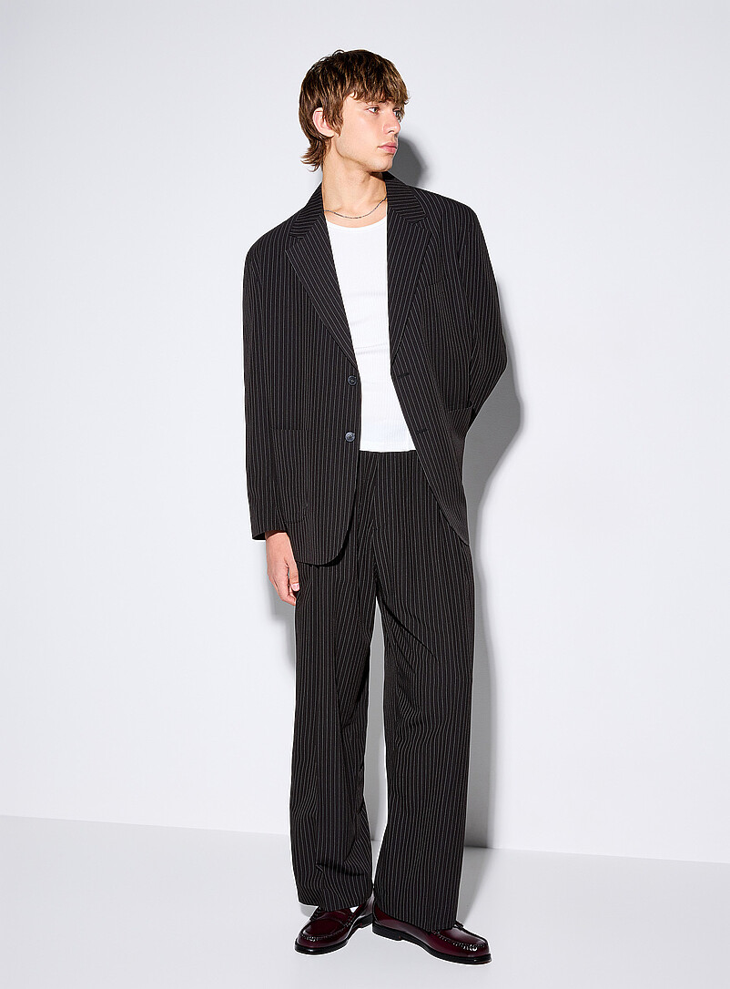 Banker-stripe black pant Imported from Seoul product image (primary)