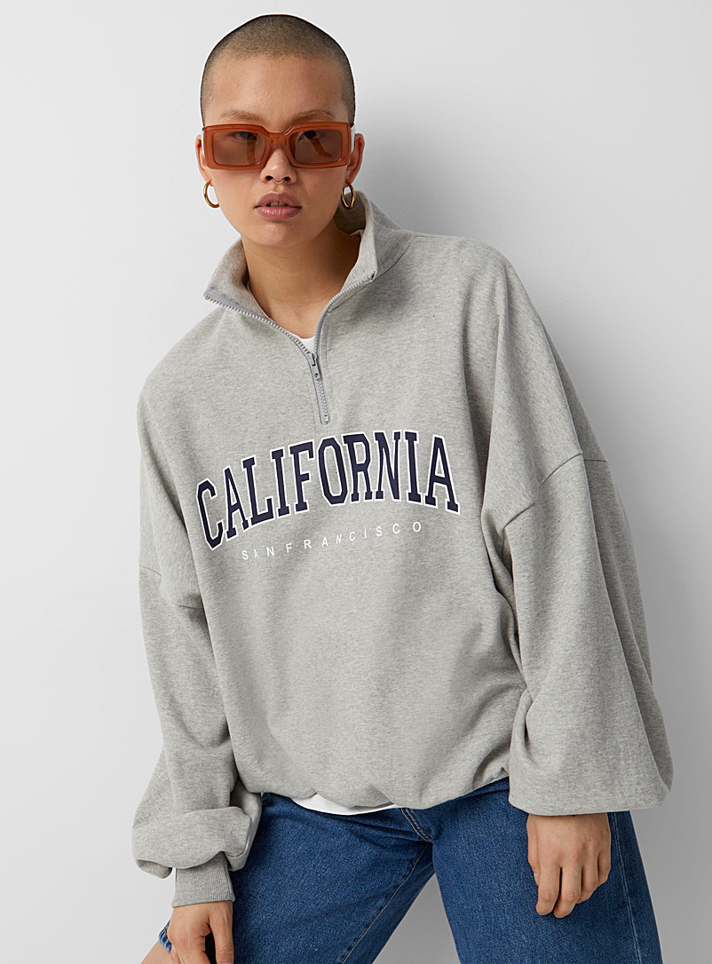 Twik Grey California zip-collar sweatshirt for women