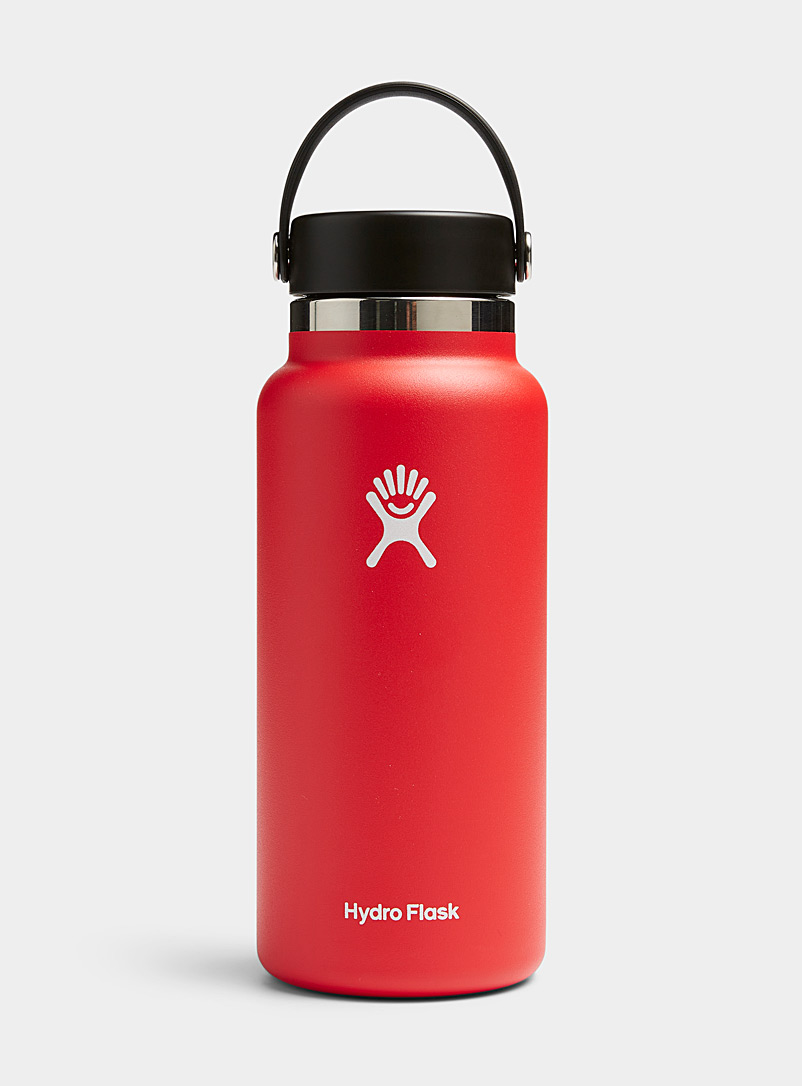 Hydro Flask Red Black wide mouth insulated bottle for men