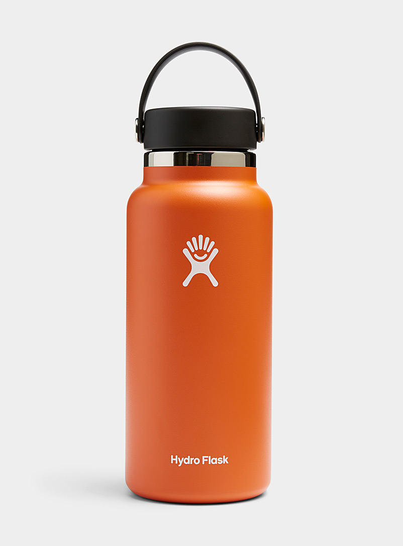 Hydro Flask Medium Orange Black wide mouth insulated bottle for men