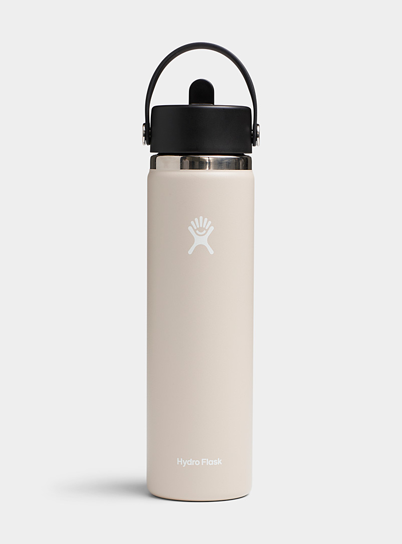 Hydro Flask Taupe Retractable handle and straw insulated bottle for women