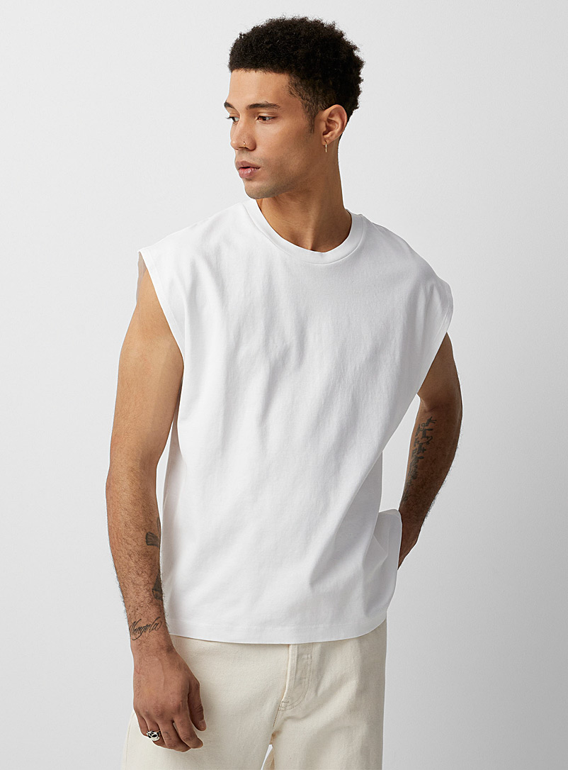 Le 31: Le t-shirt sans manches ample carré Blanc pour homme