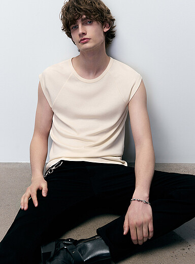 Le 31 Ivory Raglan-sleeve lightweight jersey T-shirt for men