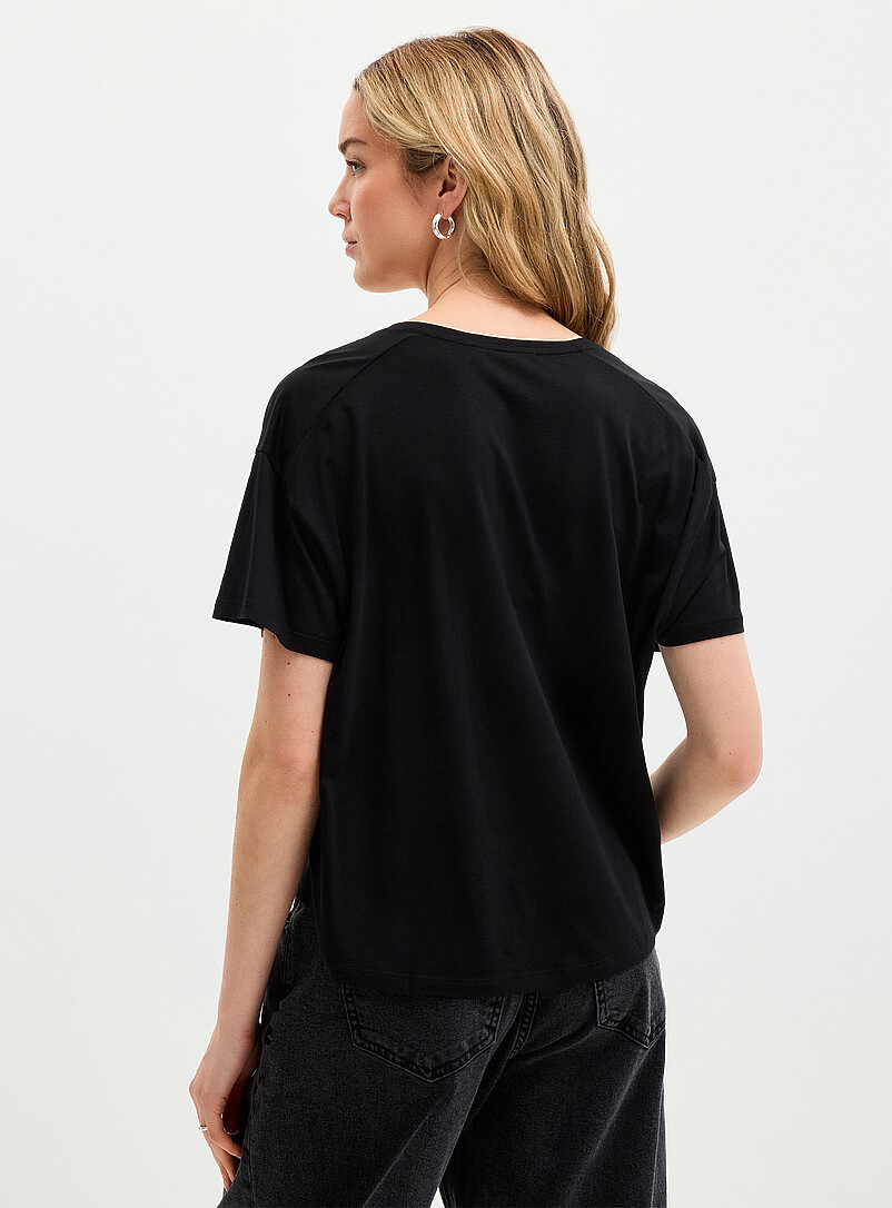 Contemporaine: Le t-shirt carr&eacute; &eacute;court&eacute; ultradoux Blanc pour femme