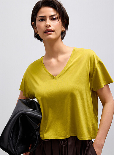 Le t-shirt carr&eacute; &eacute;court&eacute; ultradoux