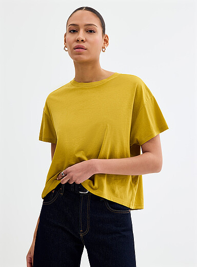 Flowy solid boxy-fit T-shirt