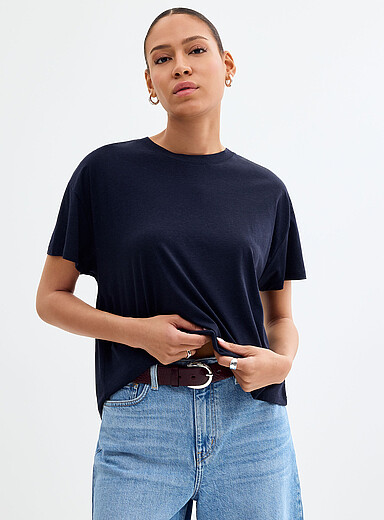 Flowy solid boxy-fit T-shirt