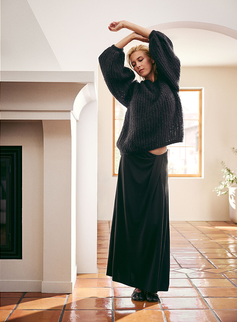 Flowing Draped Crepe Skirt product image (primary)