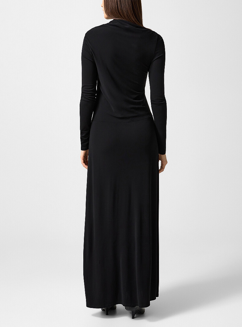 Draped-collar fluid crepe dress product image 3