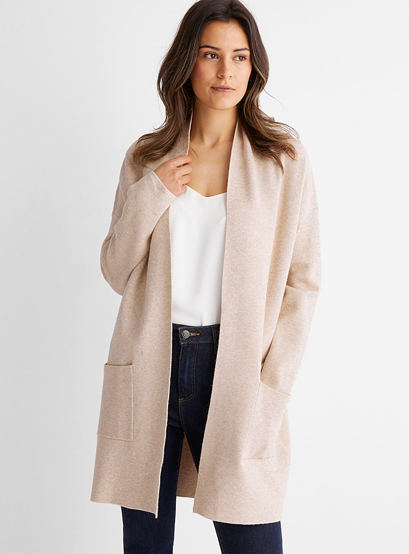 Contemporaine Sand Loose open cardigan with pockets for women