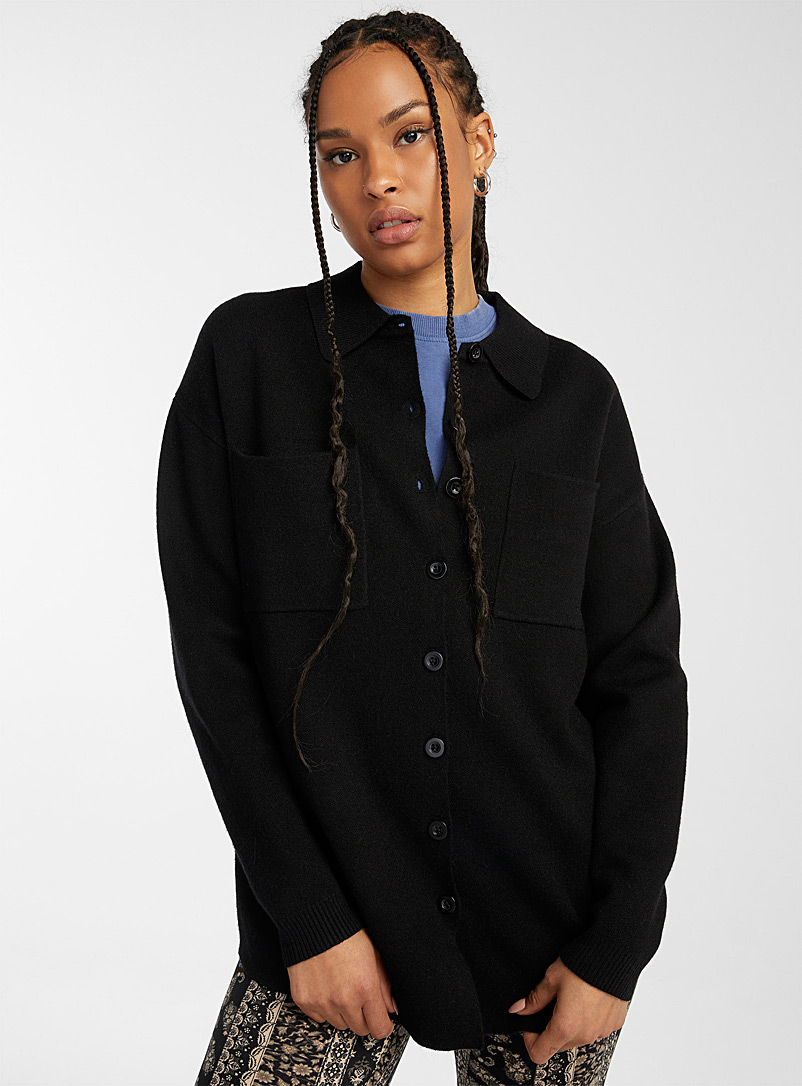Twik: La surchemise tricot moelleux Noir pour femme