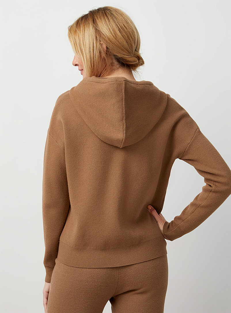 Miiyu Brown Thick-knit hoodie for women