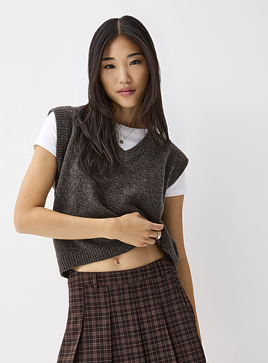 Soft knit V-neck sweater vest