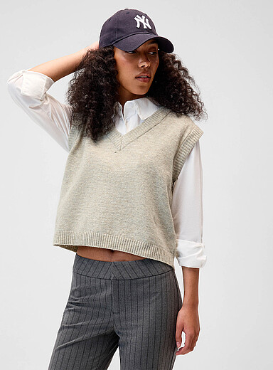 Soft knit V-neck sweater vest