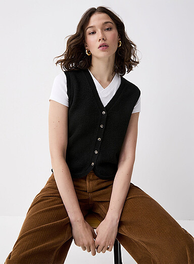 Le gilet tricot pelucheux