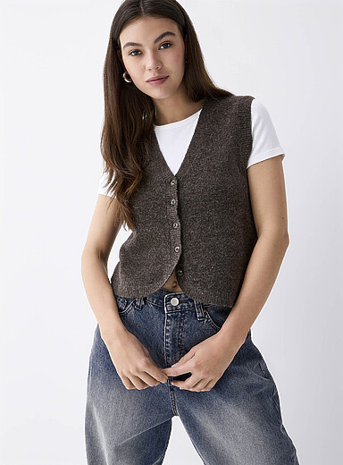 Le gilet tricot pelucheux