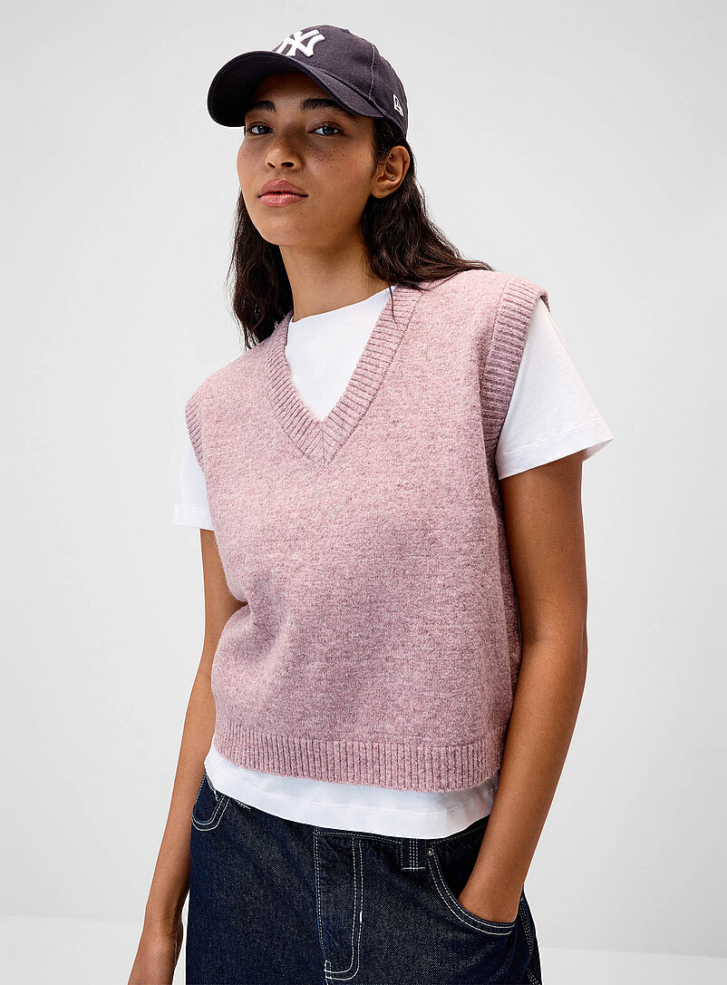 Soft knit V-neck sweater vest product image (primary)