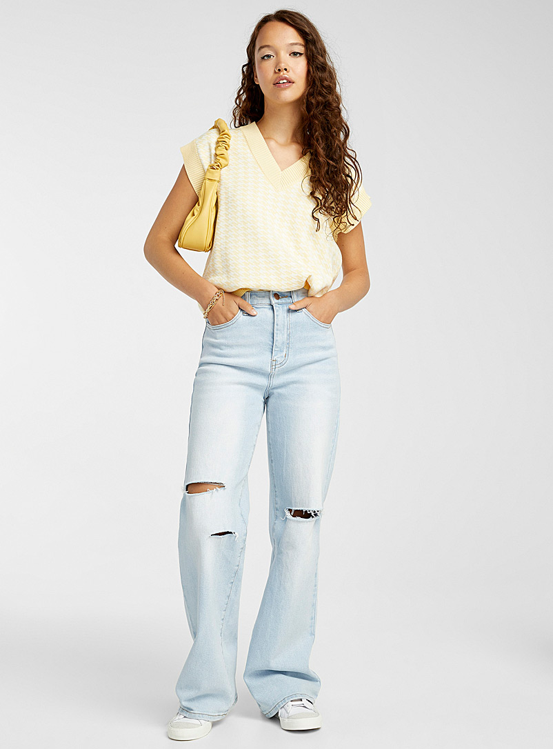 Extra wide-leg ripped-knee jean 