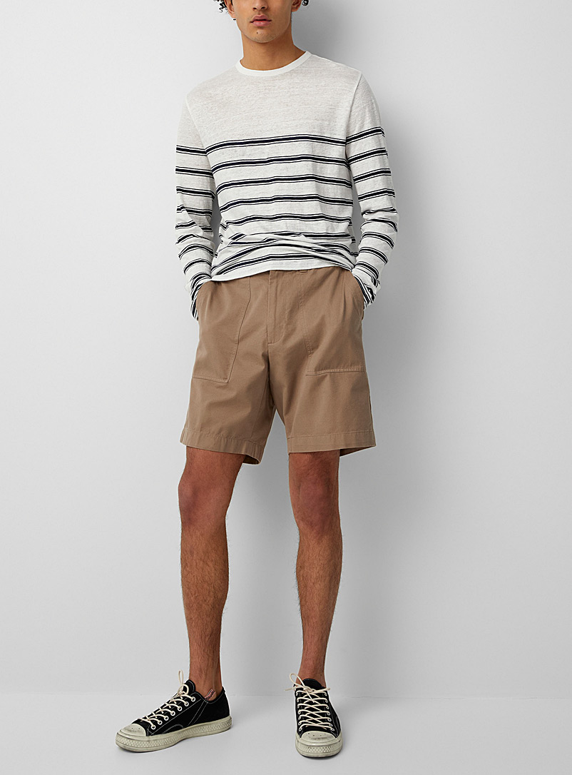 Vince Cream Beige Utilitarian chino Bermuda shorts for men