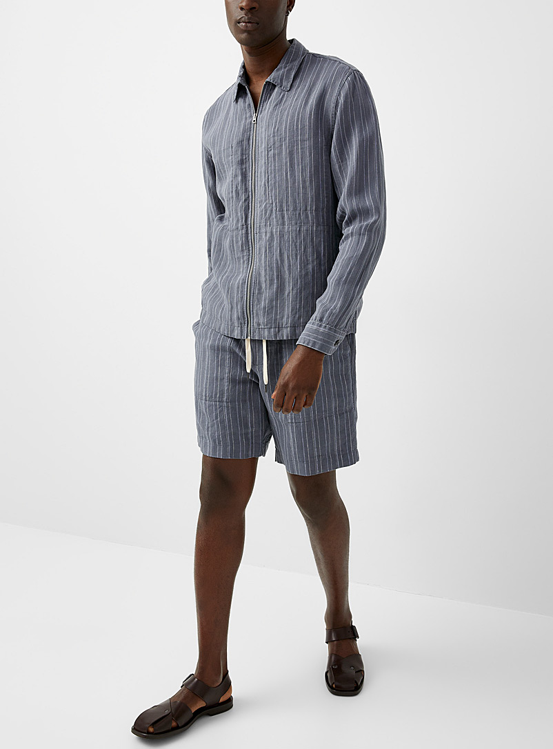 Vince Blue Uneven stripe shorts for men