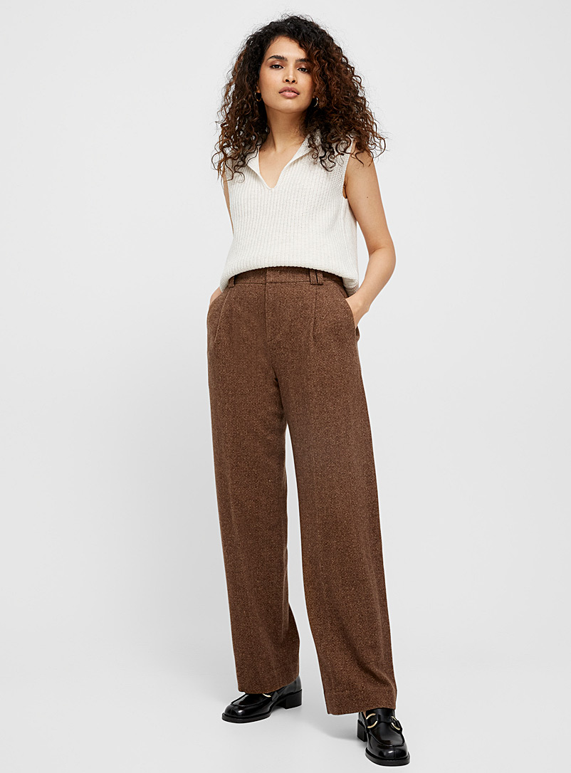 Vince Toast Pleated heather flannel pant for women