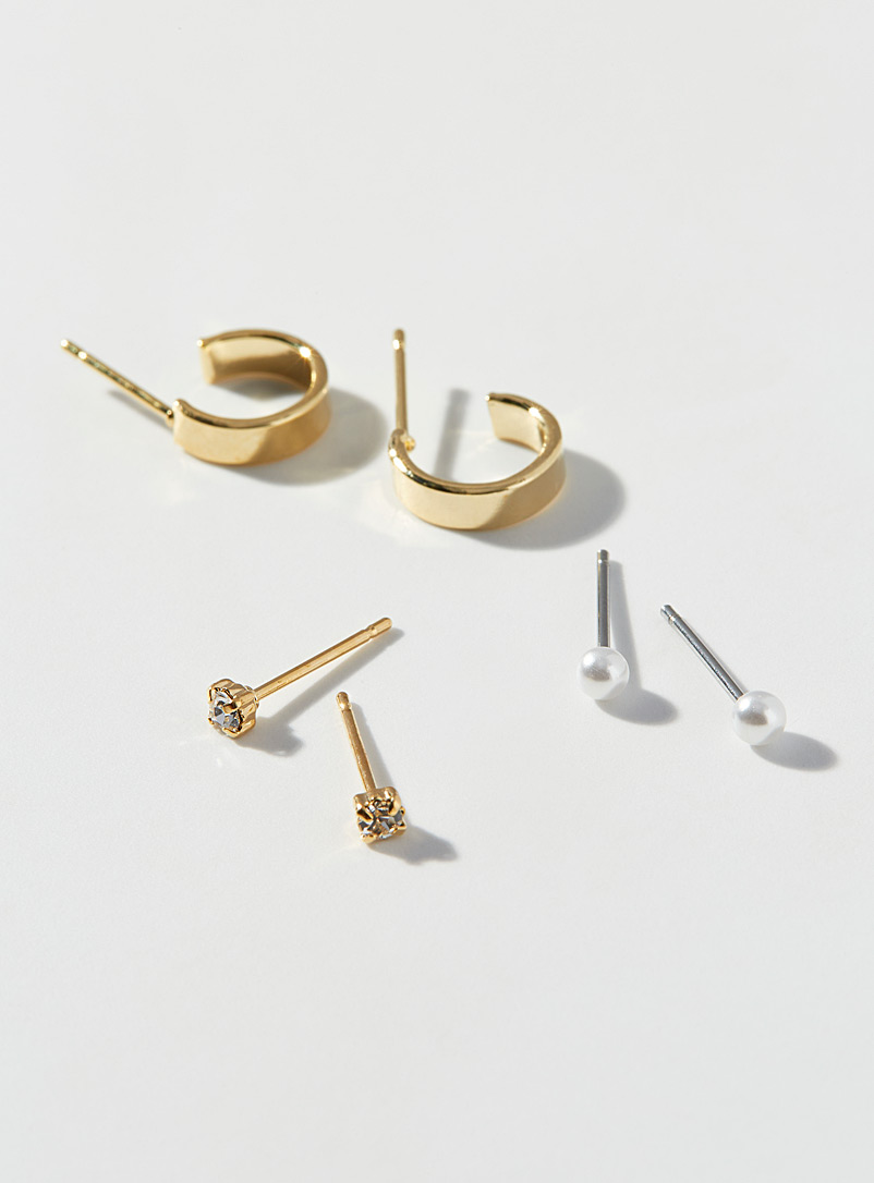 Simons Silver Mini hoop earrings Set of 3 for women