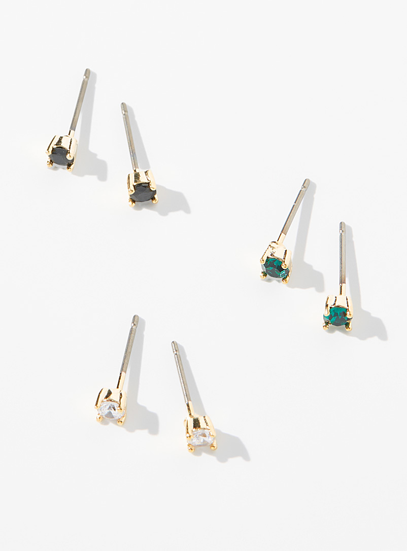 Simons Green Colourful Swarovski crystal earrings Set of 3 for women
