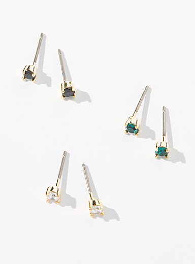 Les boucles d'oreilles cristaux color&eacute;s Ensemble de 3