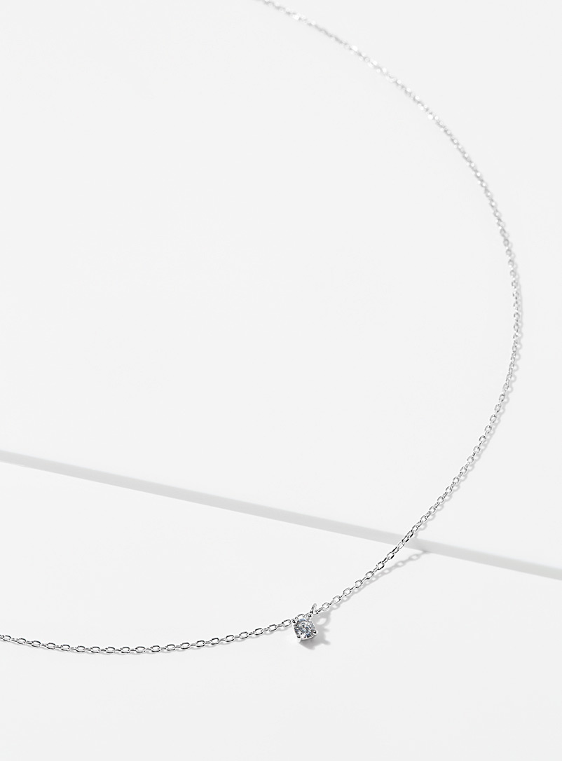 Simons: Le collier pendentif petit zircon Argent pour femme