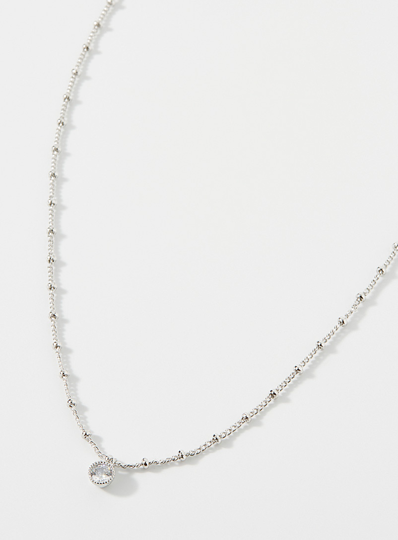 Simons Silver Faceted stone chain for women