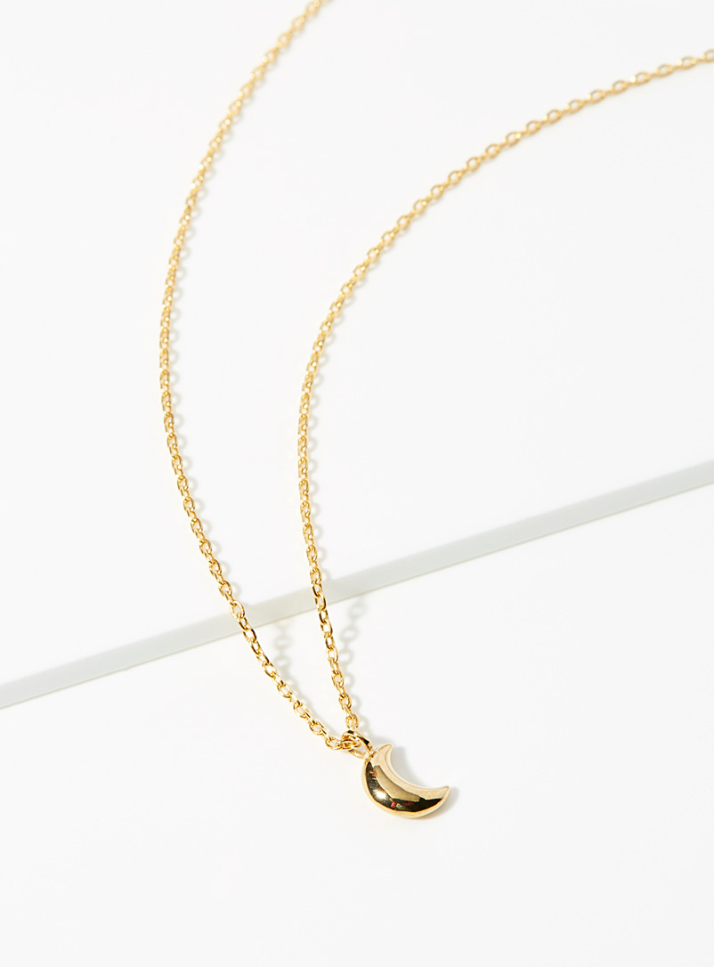 Simons Gold Domed moon necklace for women