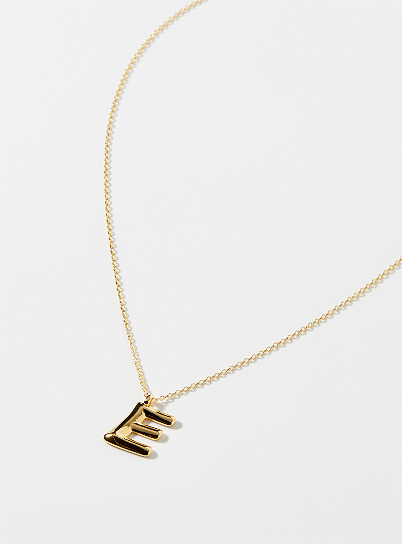 Simons E Golden letter necklace for women