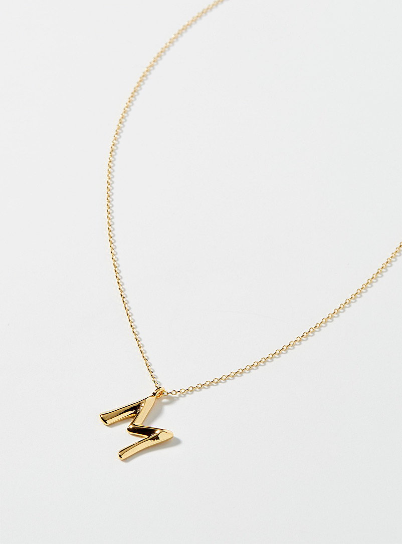 Simons M Golden letter necklace for women