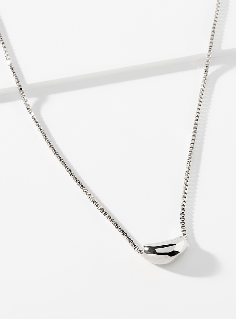Simons Silver Small crescent necklace for women
