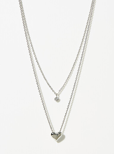 Minimalist heart two-row chain